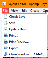 layout editor file menu