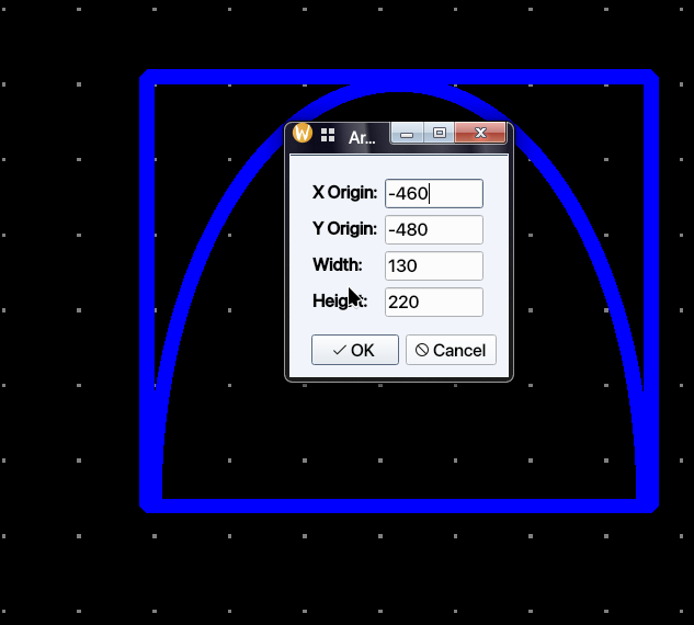 Symbol arc properties dialog