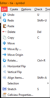 Symbol editor edit menu